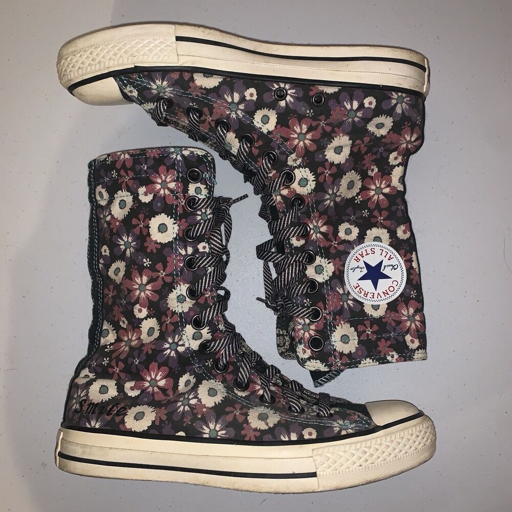 Size 5 - Converse Chuck Taylor All Star Floral Flower Design Tall Sneakers Boots